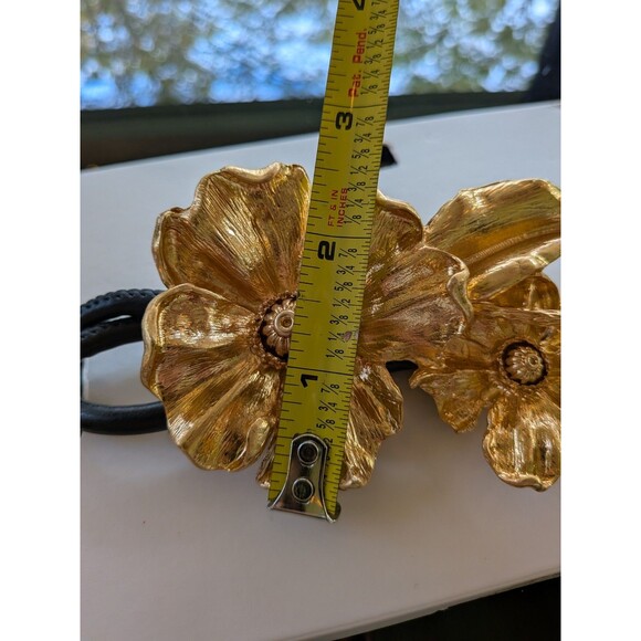 ZARA Belt Women's SS25 Golden Flower Black Cord Statement Glam - Picture 8 of 10